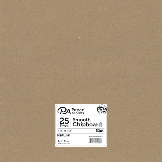 PA Paper&#x2122; Accents Natural 12&#x22; x 12&#x22; 52pt. Heavy Chipboard, 25 Sheets